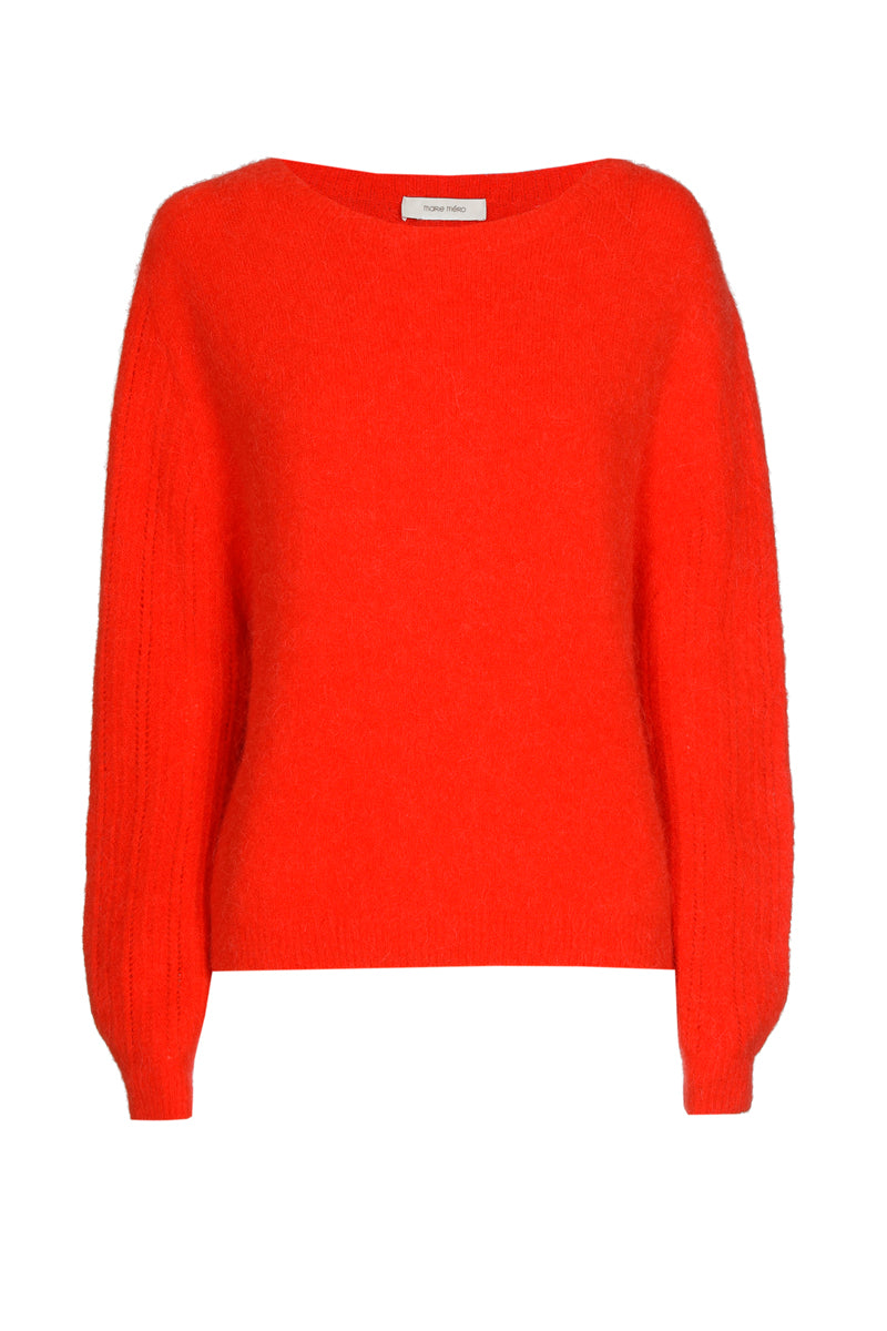 Rode pull met ronde hals in alpaca
