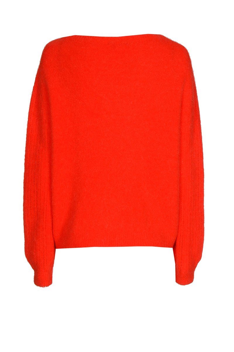 Rode pull met ronde hals in alpaca