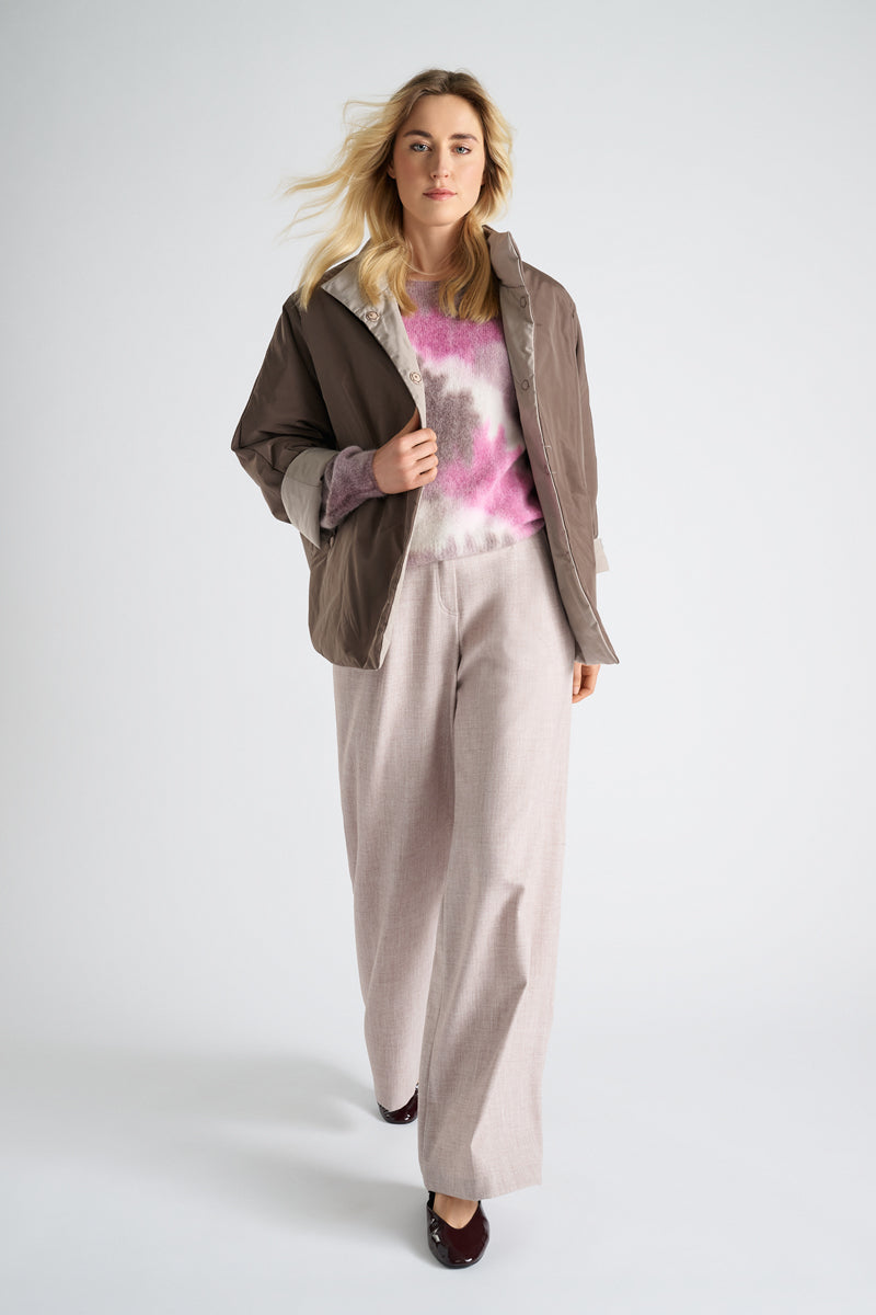 Reversible jasje in taupe en vison
