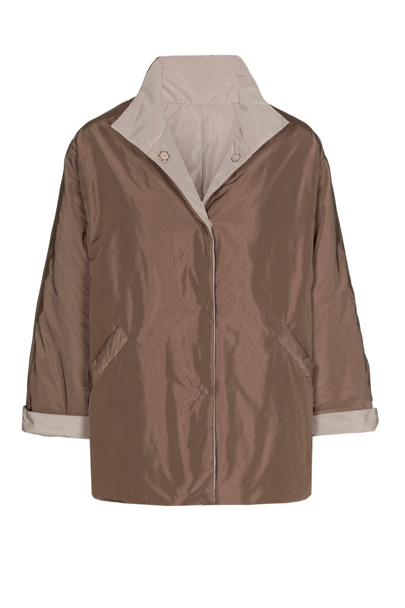 Reversible jasje in taupe en vison