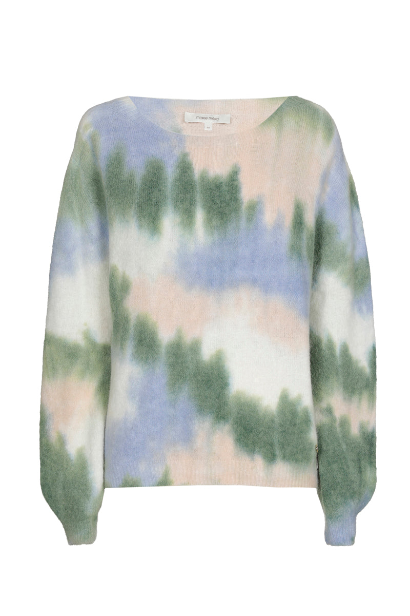 Pull ronde hals in groen en blauw kleurenpalet