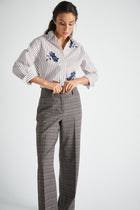 Trousers with check pattern and straight legs
