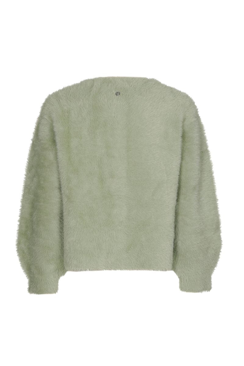 Faux fur cardigan in jadegroen
