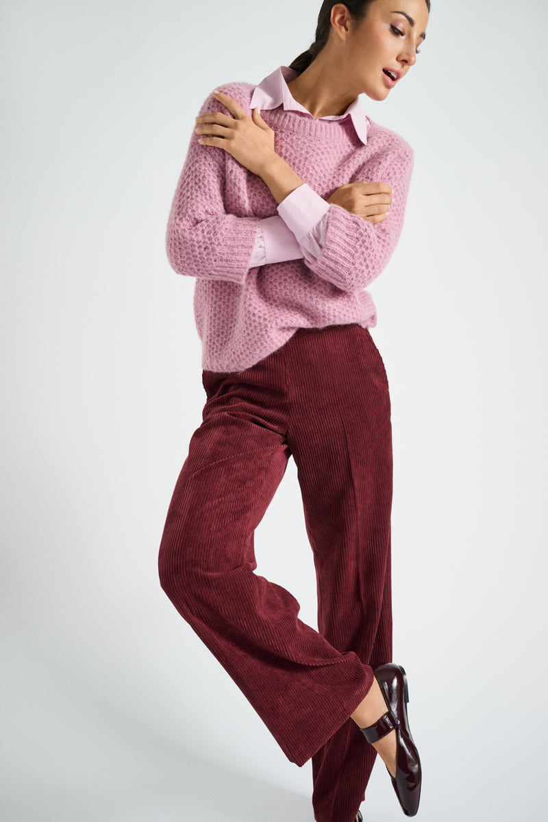 Bordeaux velvet trousers