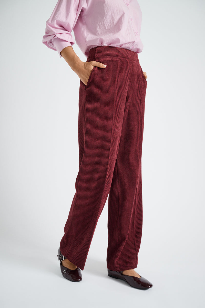 Bordeaux velvet trousers