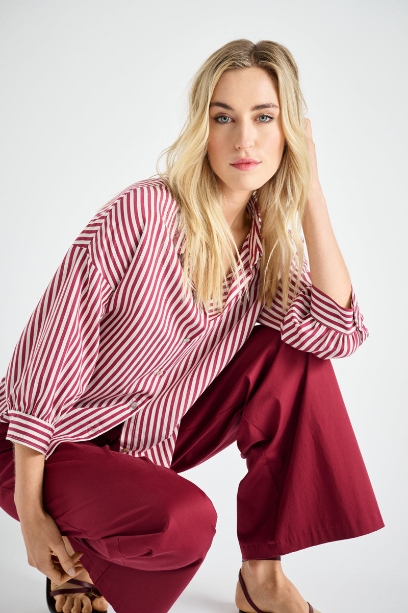 Simple chemise rayée bordeaux