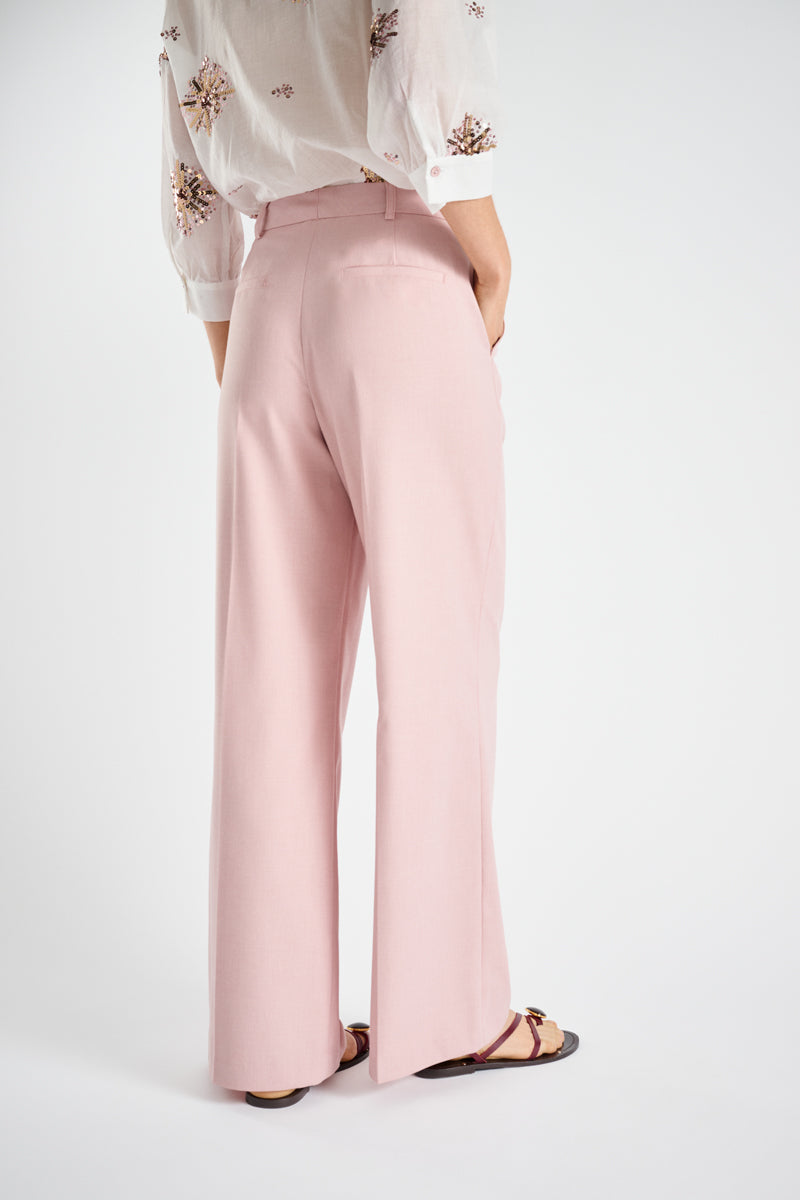 Pantalon souple et large en rose