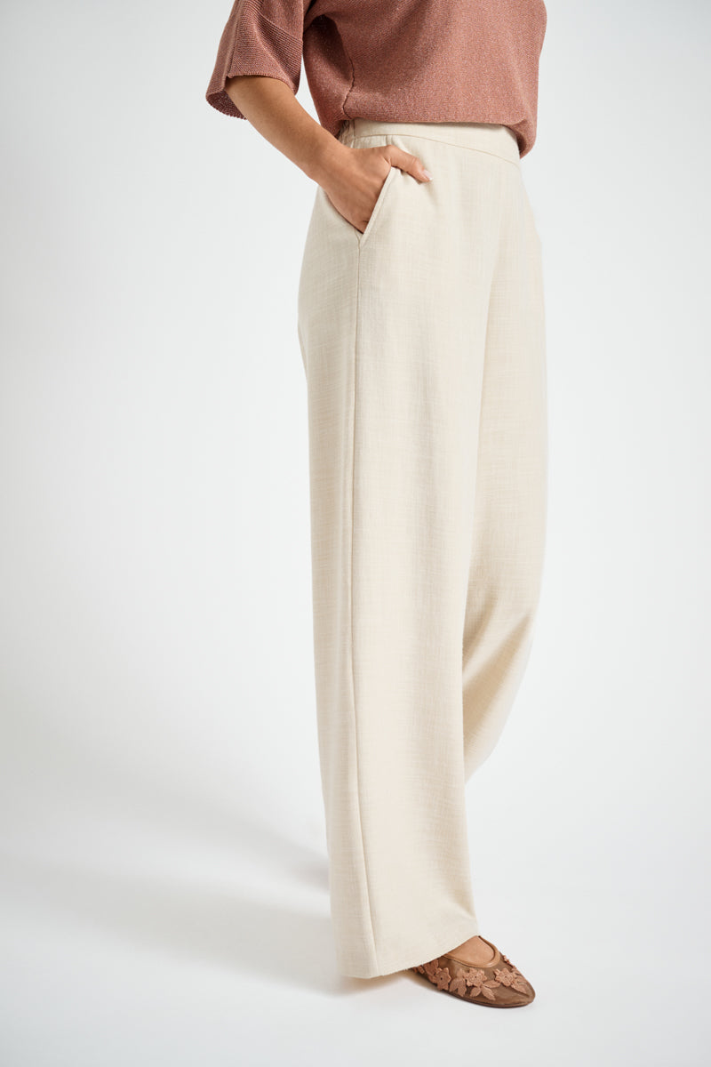 Pantalon large beige