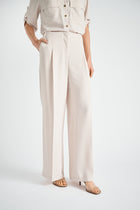Pantalon droit crème avec pli