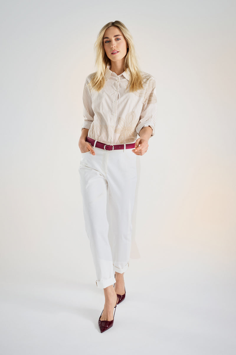 Straight white five pocket pants