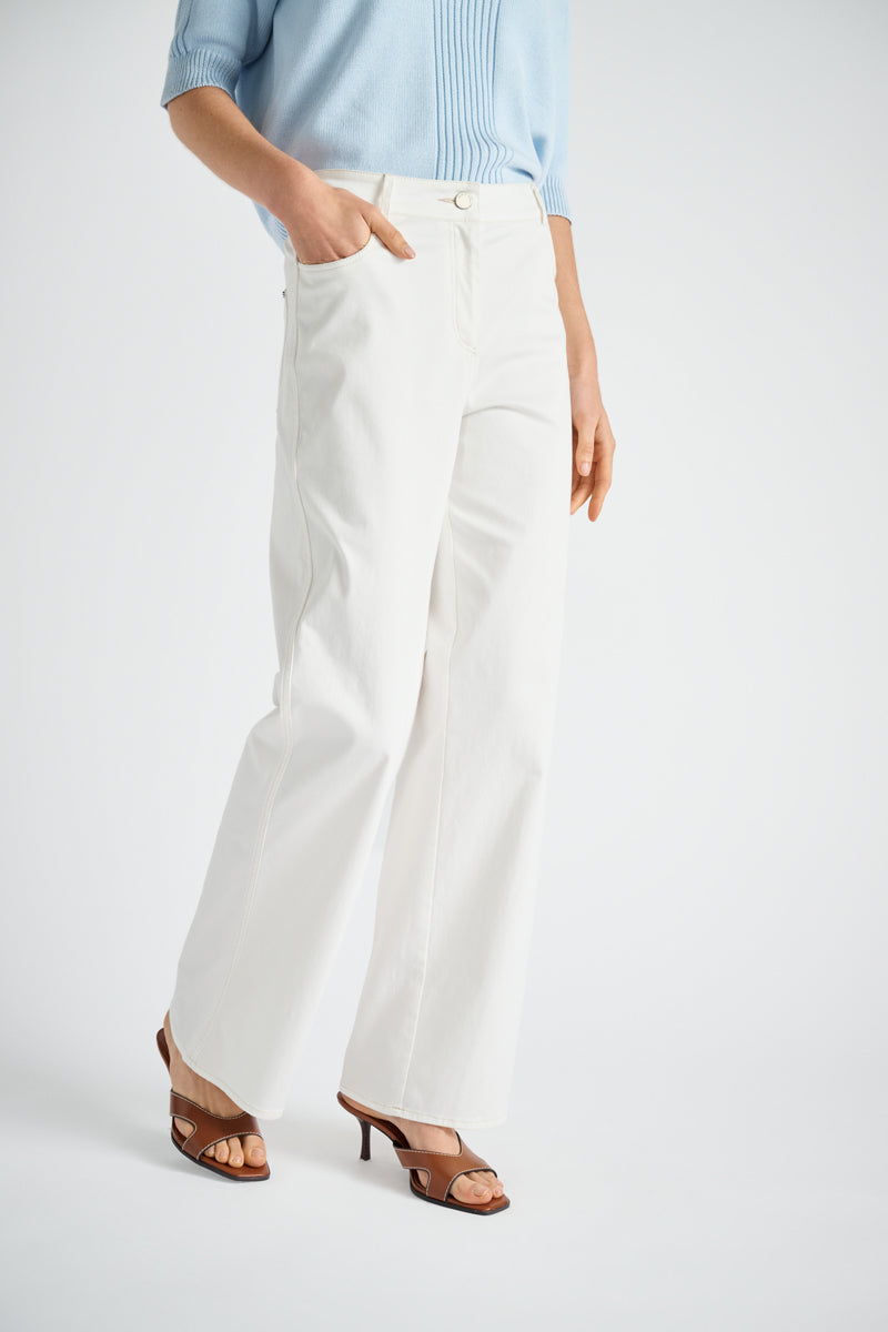 Jeans blanc cinq poches long et droit