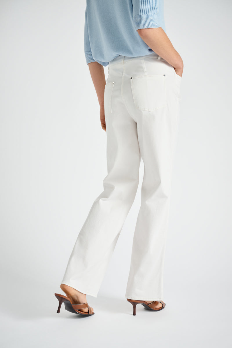 Jeans blanc cinq poches long et droit