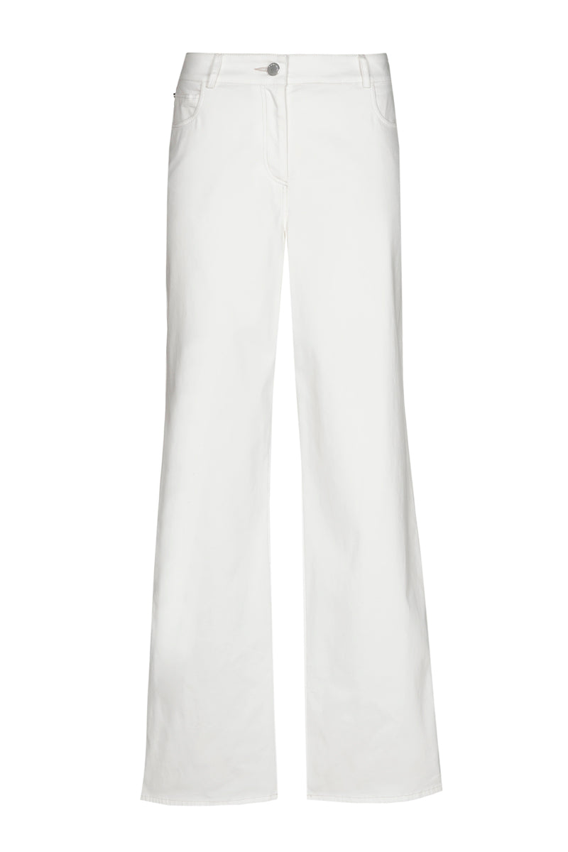 Jeans blanc cinq poches long et droit