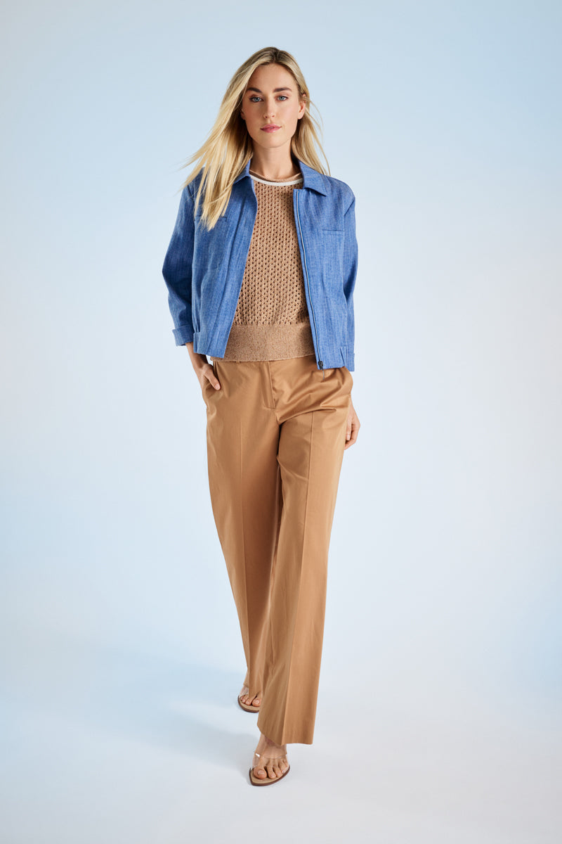 Bootcut pants camel cotton