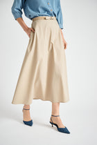 Beige midi a-lijn rok