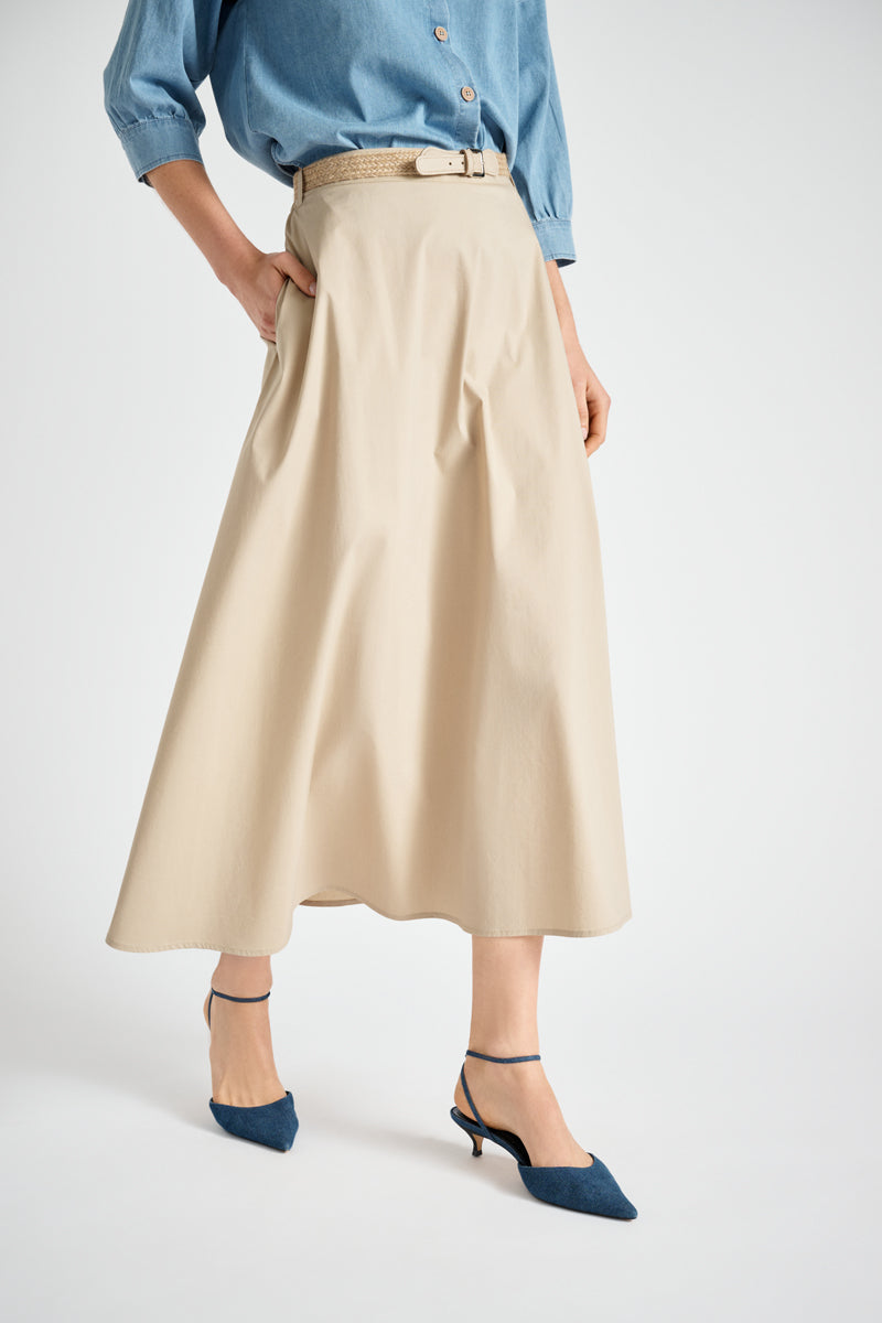 Midi beige a-line skirt