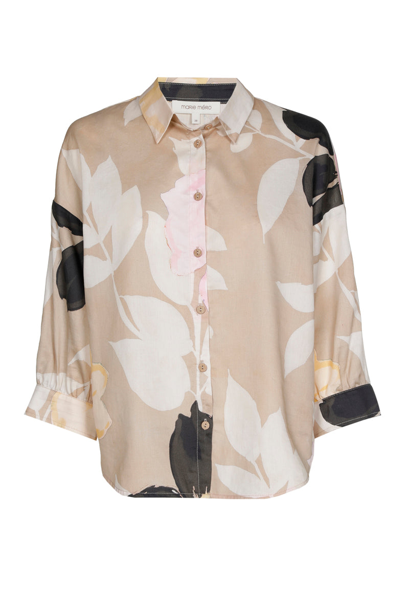 Chemise beige avec imprimé fleuri