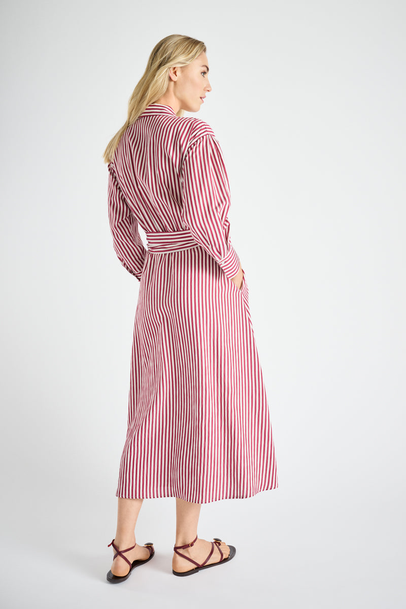 Robe portefeuille rayée longue