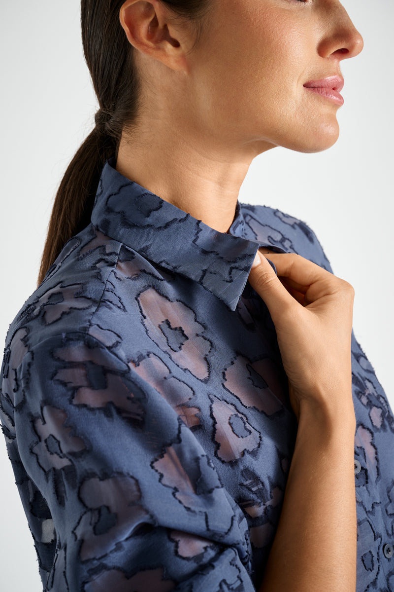 Transparent shirt with flower print