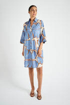 Robe fleurie bleue-blanche-marron