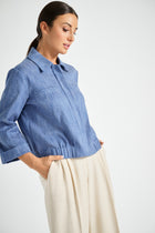 Veste bomber denim avec col et tirette