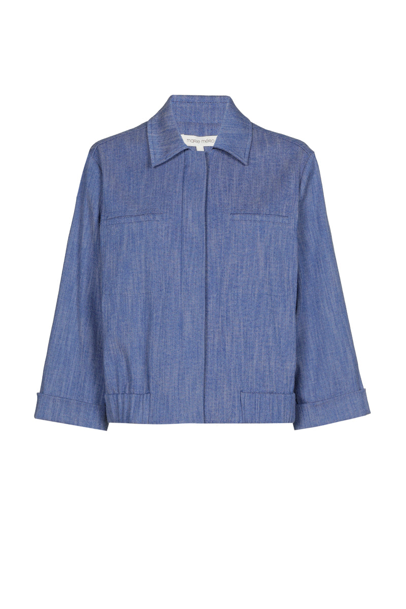 Veste bomber denim avec col et tirette