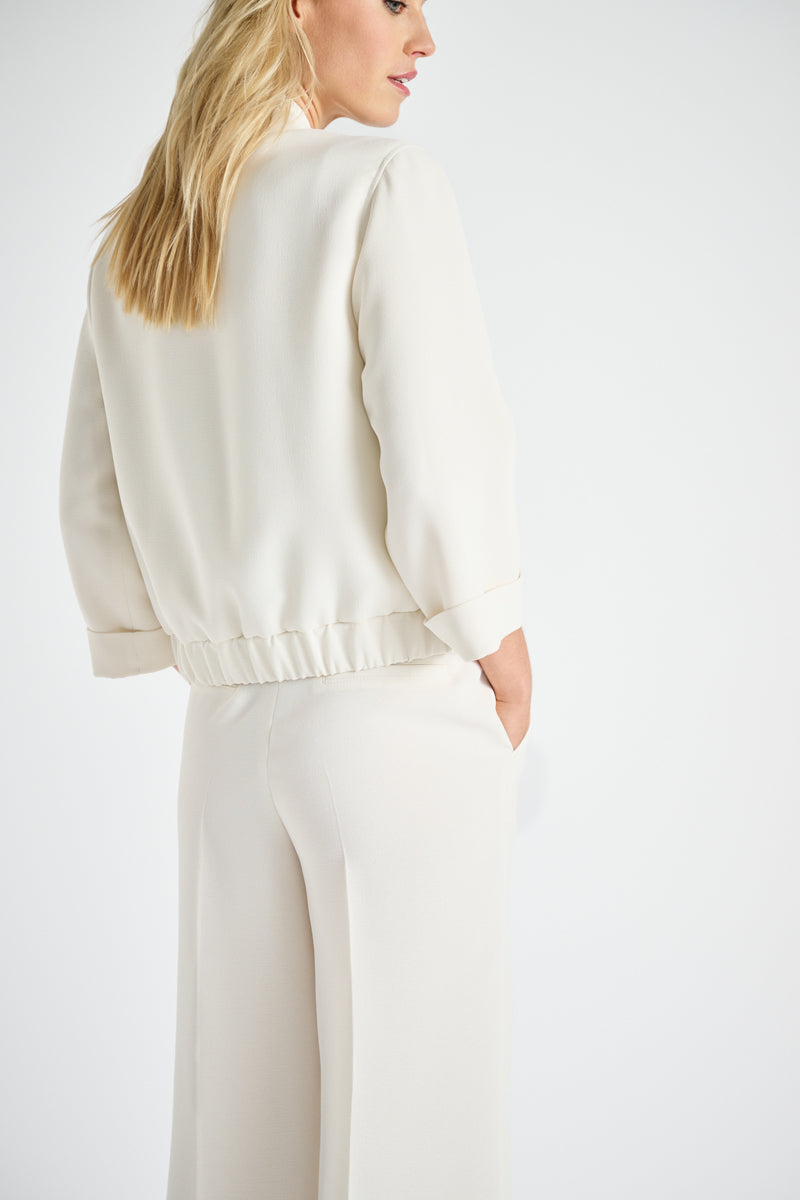Veste bomber crème courte avec col et tirette