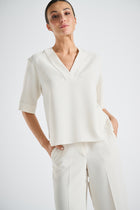 Chemise-tunique crème avec col v
