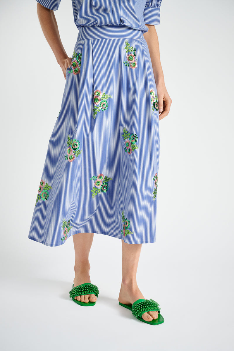 Jupe rayée bleue à paillettes