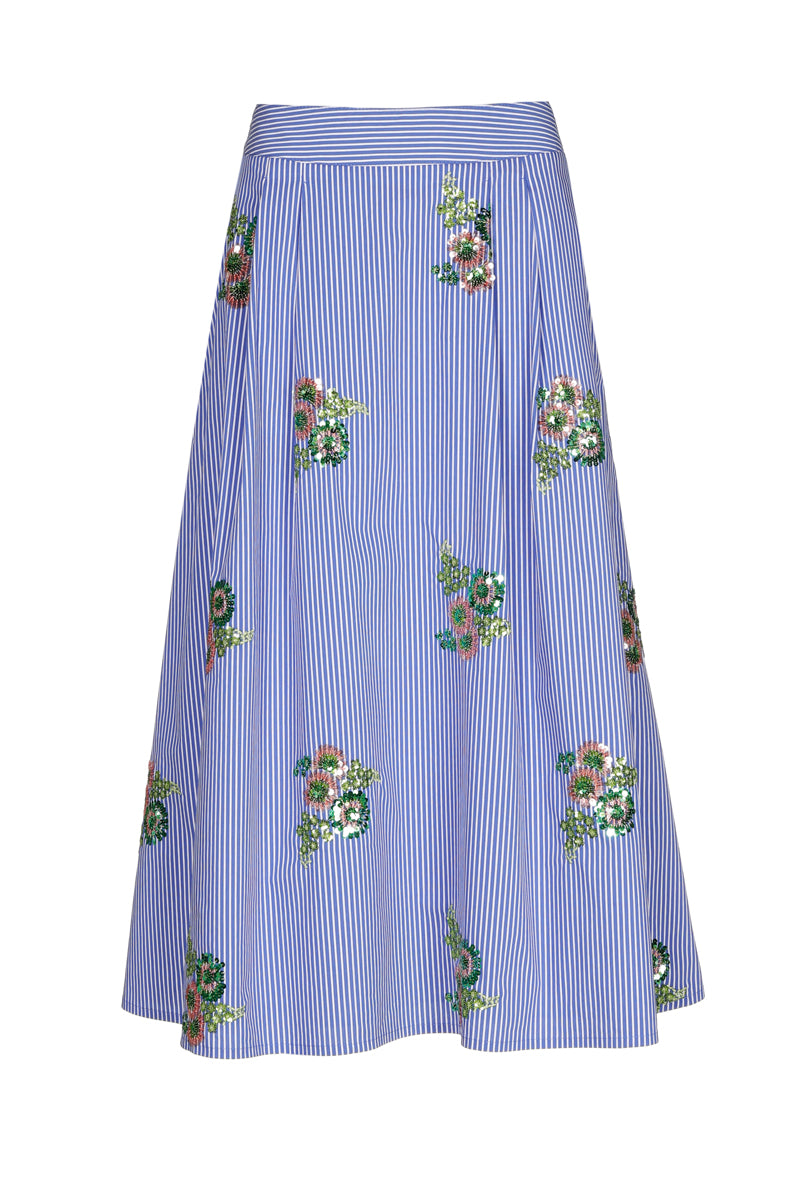 Jupe rayée bleue à paillettes