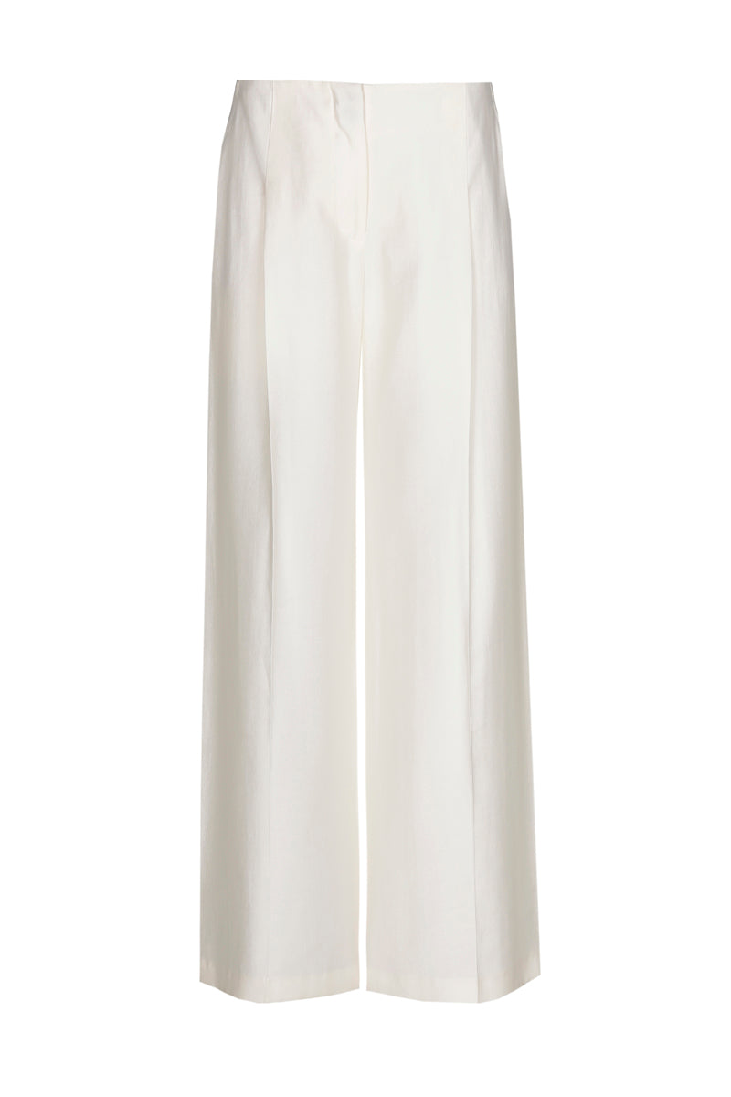 Pantalon droit crème avec pli