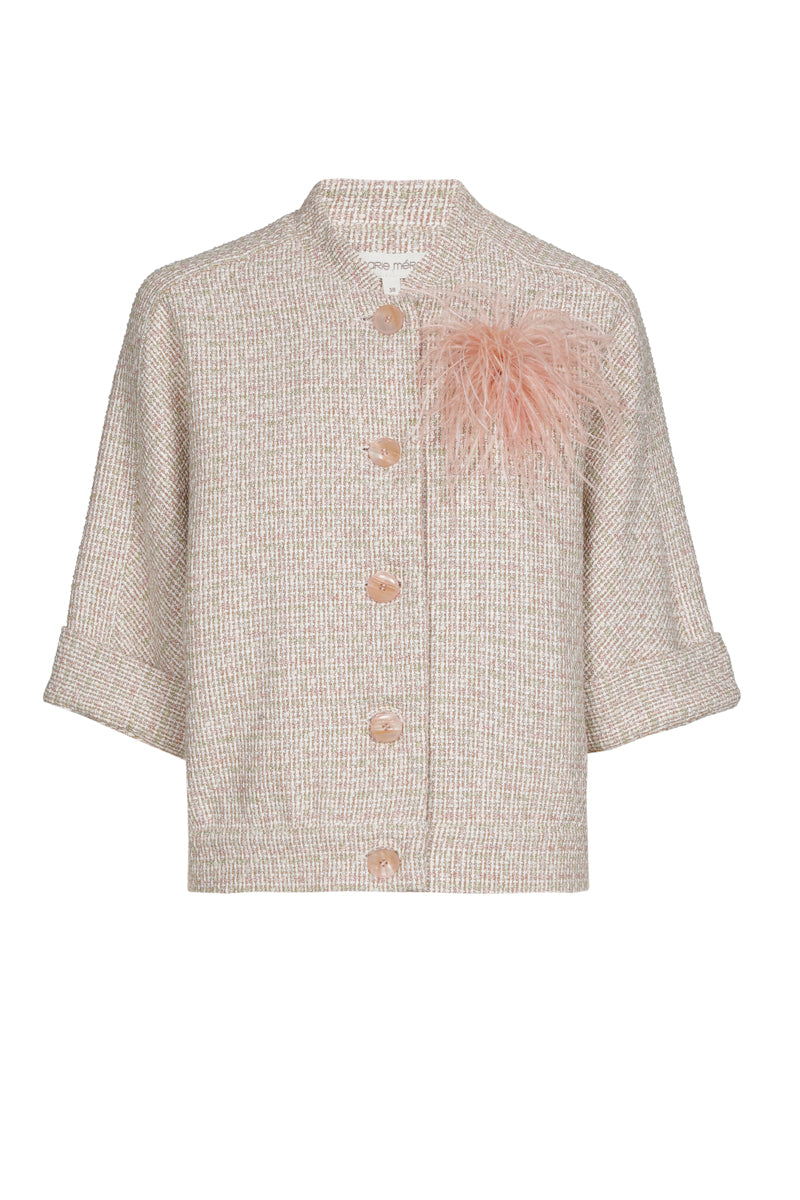 Veste-chemisier courte à col montant