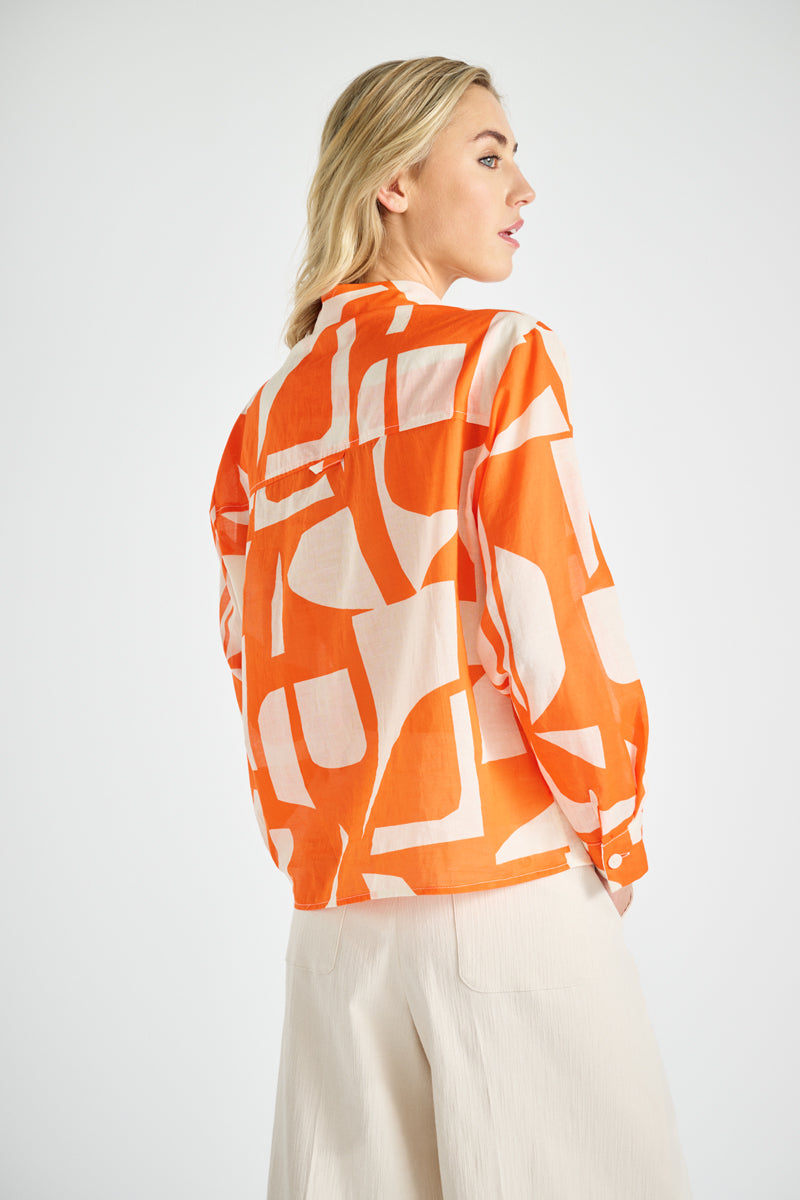 Chemise graphique orange en coton