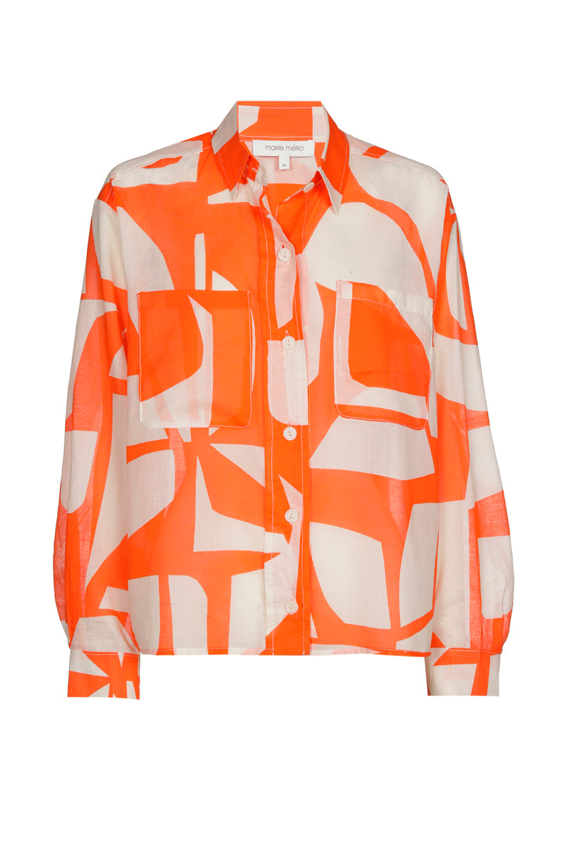 Chemise graphique orange en coton