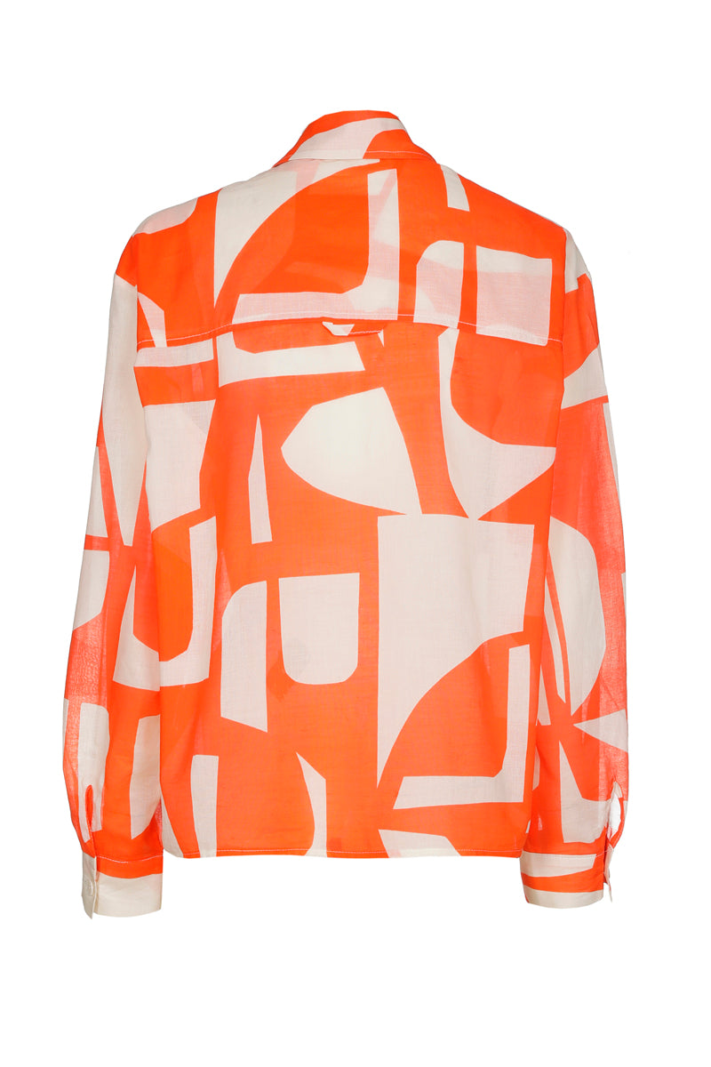 Chemise graphique orange en coton