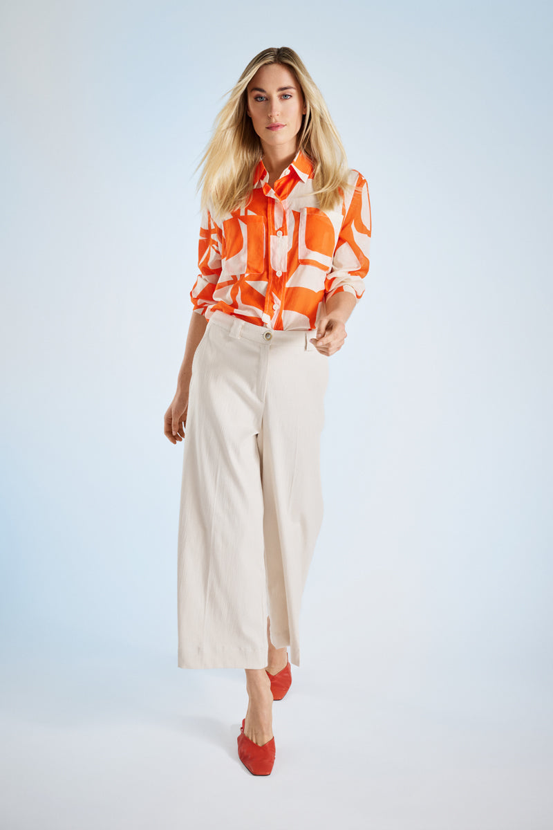 Chemise graphique orange en coton
