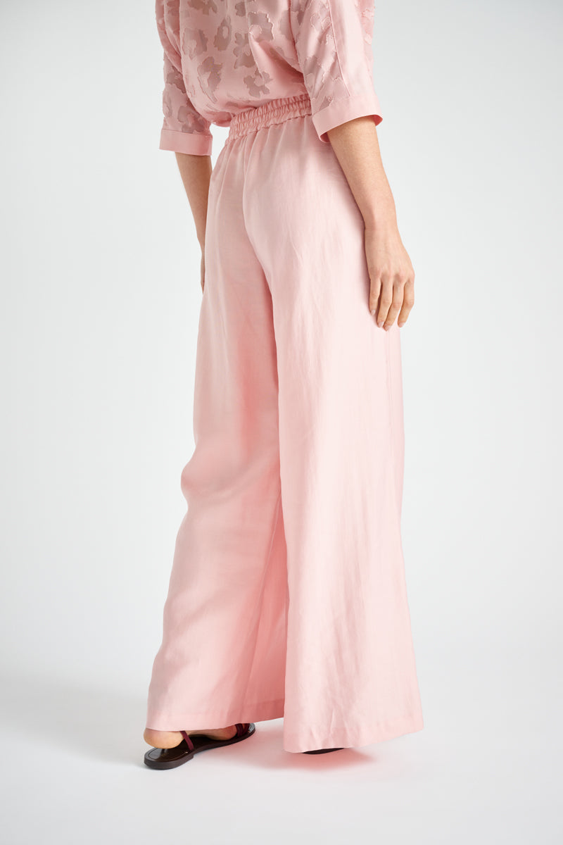 Pantalon simple large rose