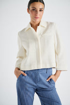 Veste jacquard crème avec col