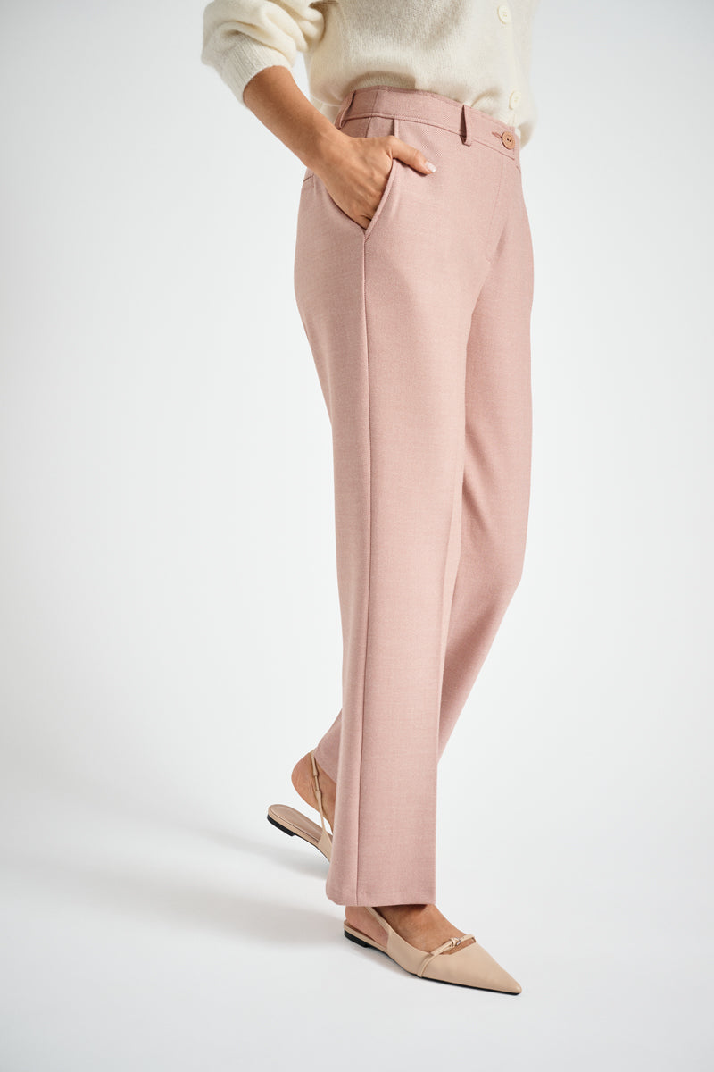 Pantalon droit en vieux rose