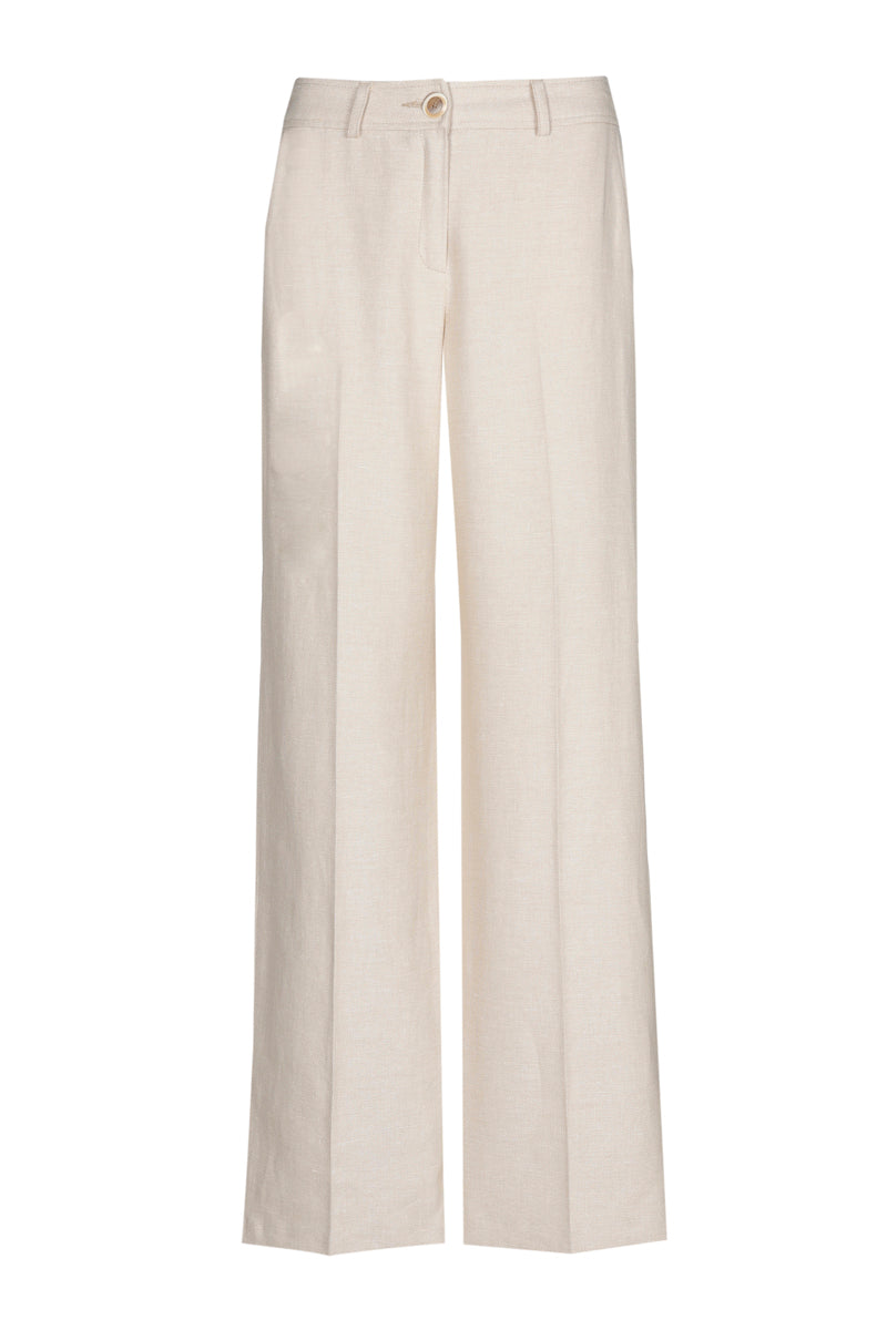 Beige linnen rechte broek