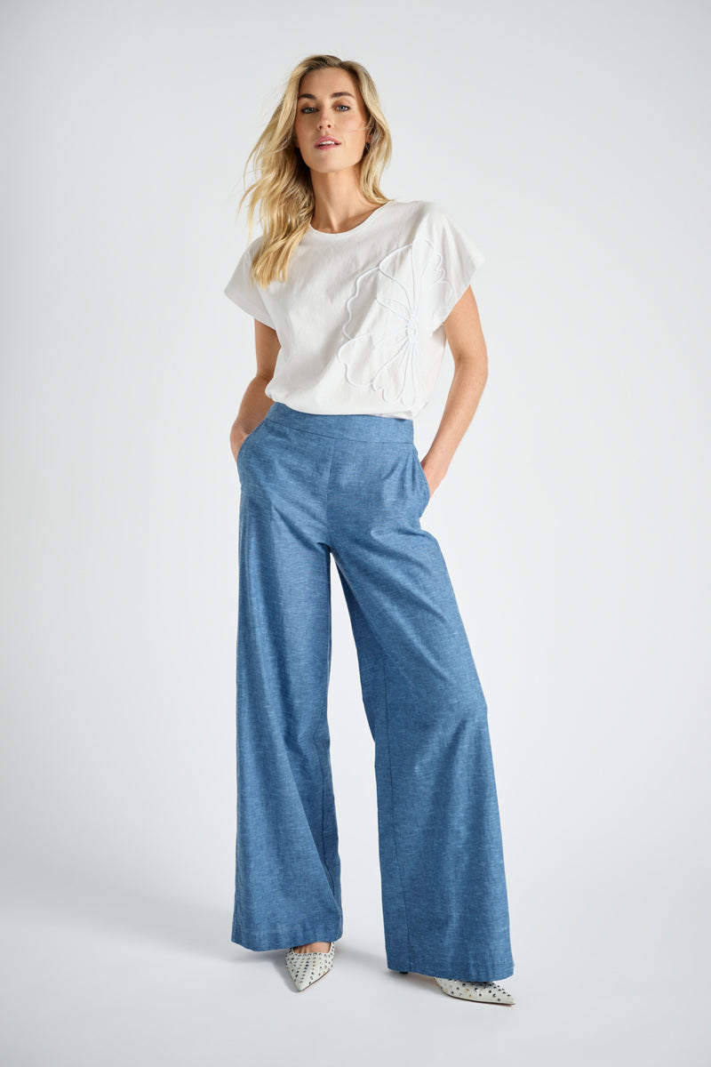 Wijde broek met denim look