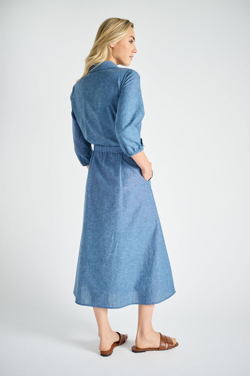 Straight and wide belted denim dress