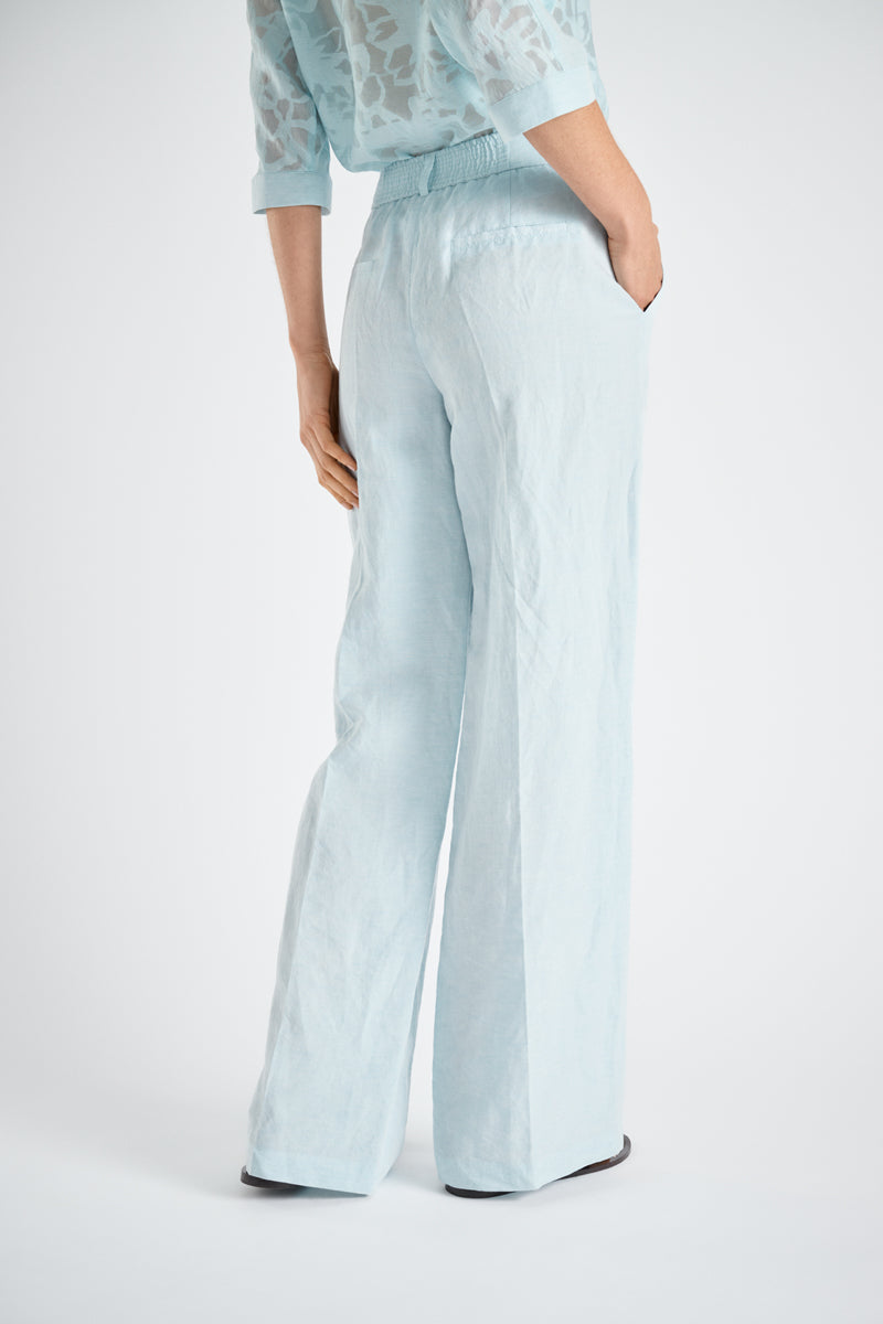 Bootcut linnen pants light blue