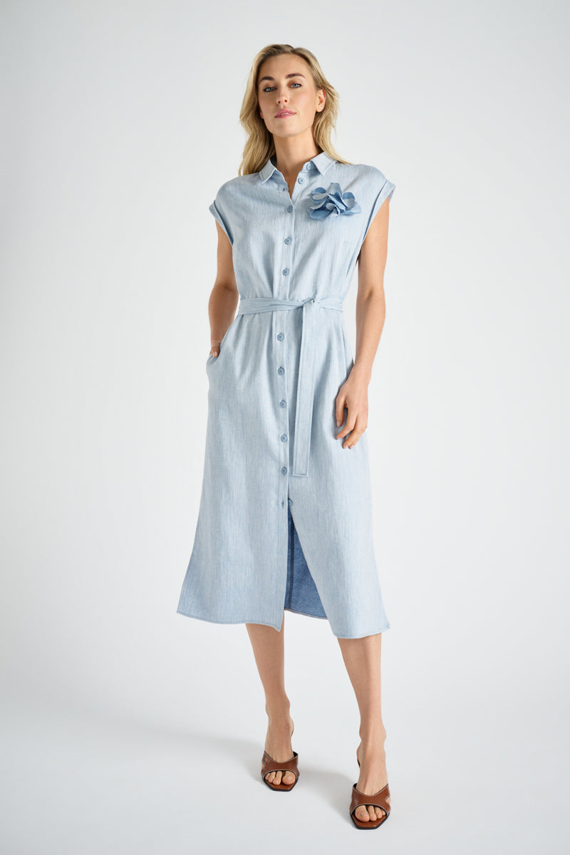 Denim kleedje met knopen en riem