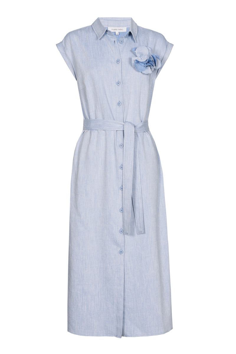 Denim kleedje met knopen en riem