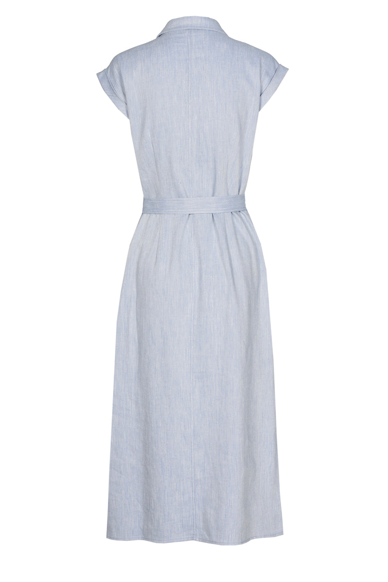 Denim kleedje met knopen en riem
