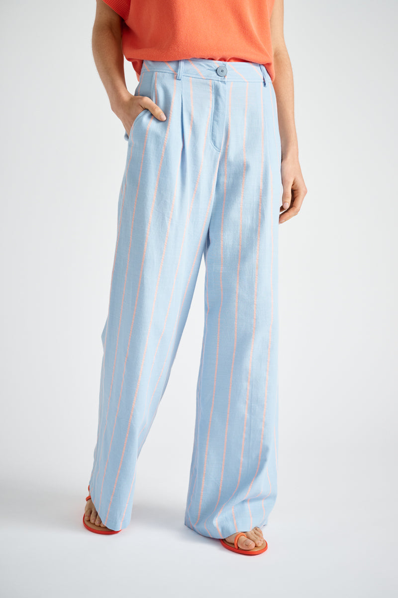 Wide stripe pants blue