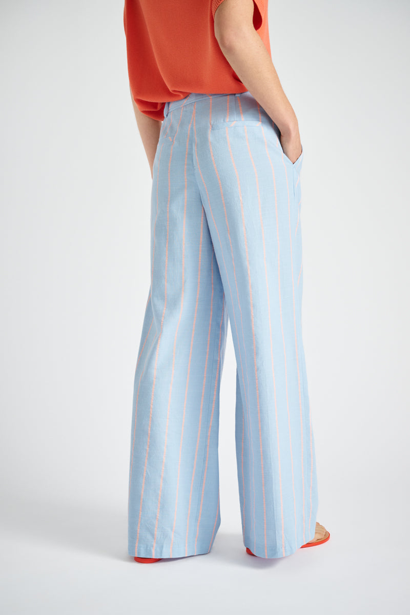 Wide stripe pants blue