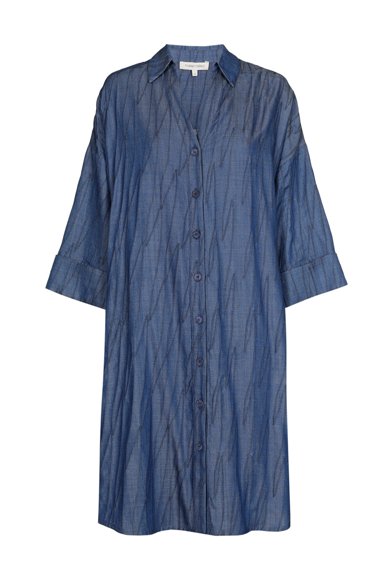 Robe chemise en denim brodée
