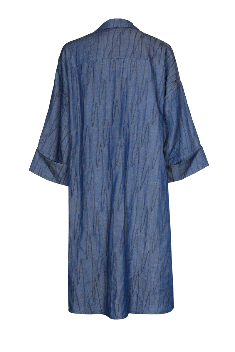 Robe chemise en denim brodée
